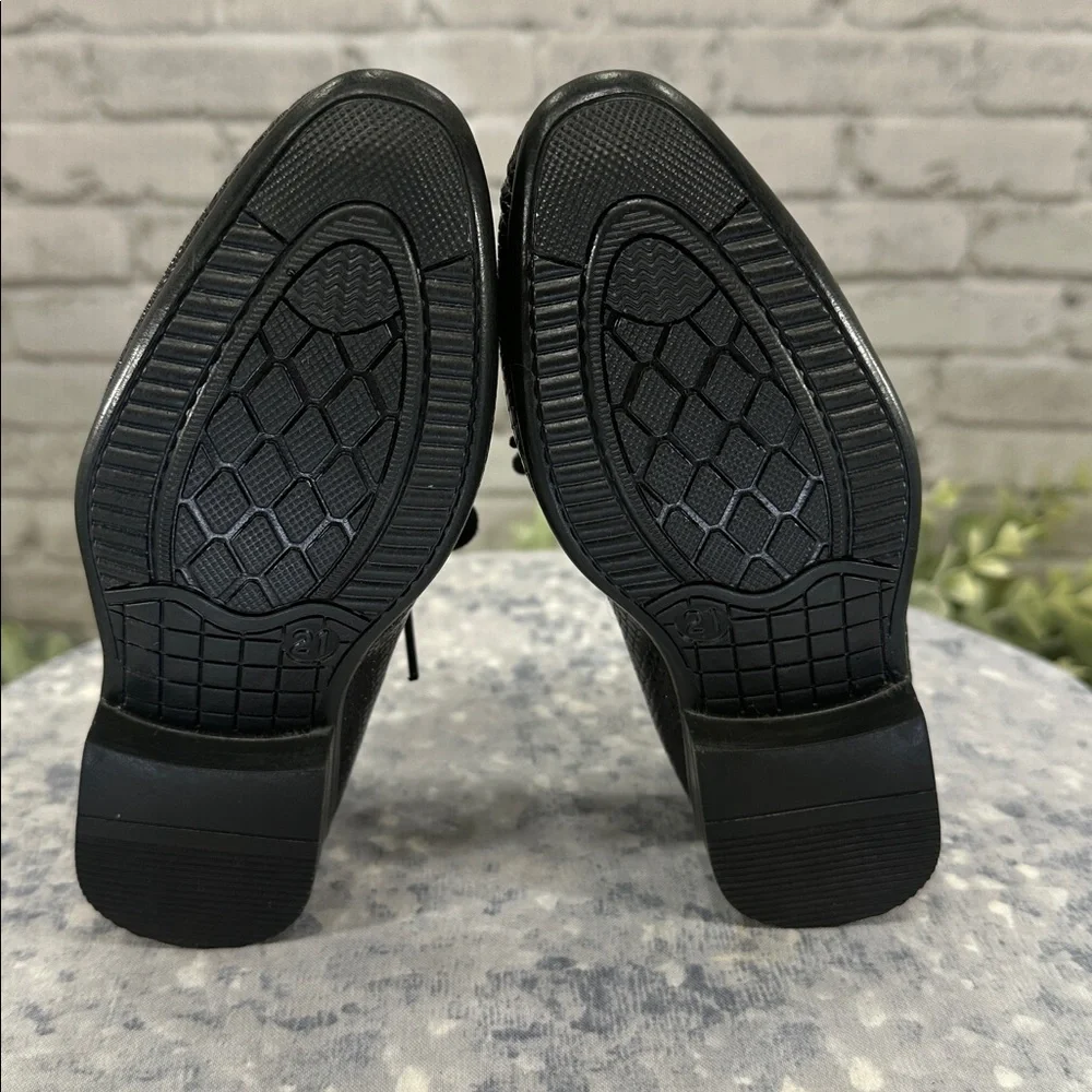 Glossy Black Reptile-Textured Almond Toe Dress Oxfords Toddler Boys 5.5🖤NWOT